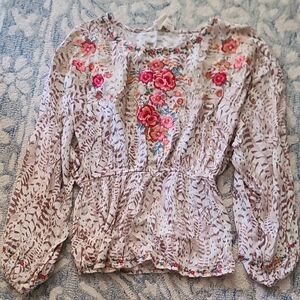 Savanna Jane Pink Floral Embroidered Blouse